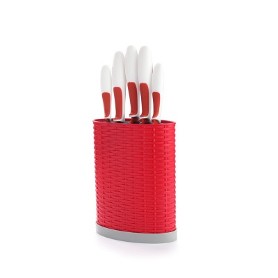 Non-Stick stainless steel kitchen knife set With PP Knitting colored Block PP TPR handle