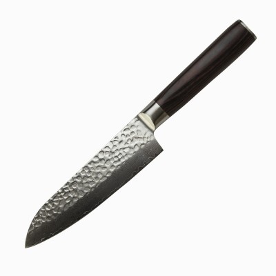 damascus steel hammer pattern pakka wood handle damascus santoku knife