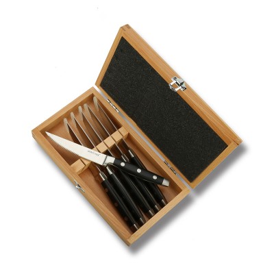 Serrated Steak Cutlery and Solid wooden box Set with ABS Handle