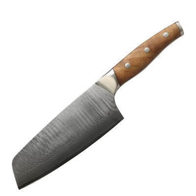 double bolsters custom damascus kitchen 7 inch chef knife with ergonomic Australian camphor wood handle