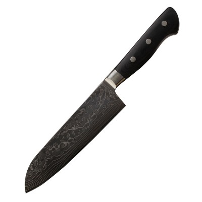 kitchen Damascus steel japanese 7 inch Santoku knife with black pakka wood handle