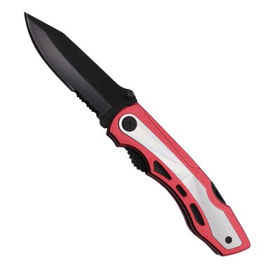 Lightweight 4 Inch Satin Finished Utility Pocket Knife with Red Handle