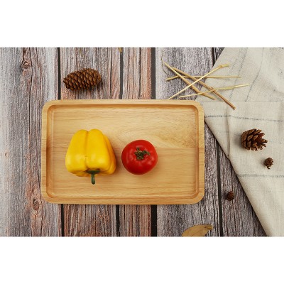 natural rubber wooden square shaped luxury serving trays